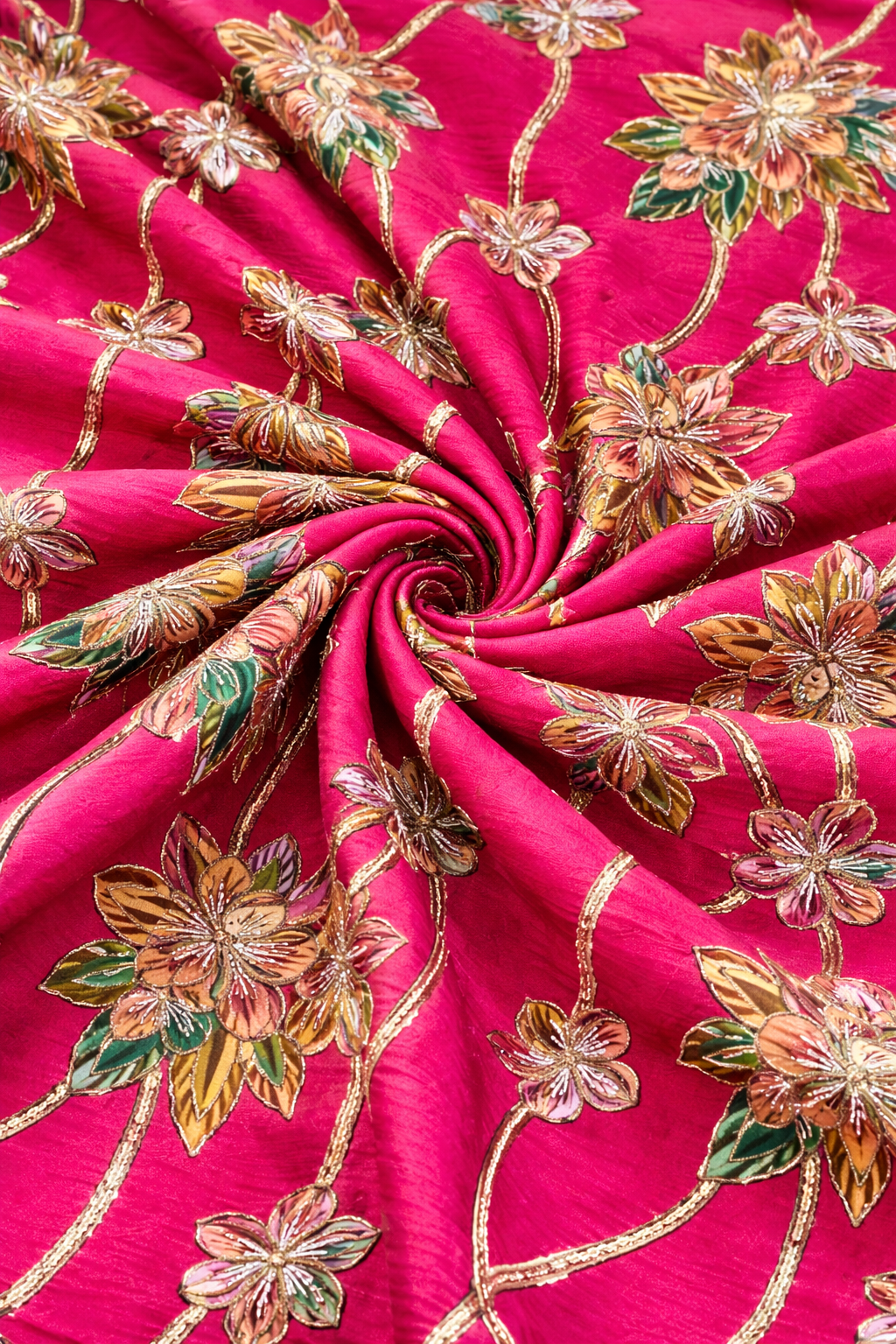 Pure Natural Crepe Position Print with Embroidery Work – Premium Viscose Fabric