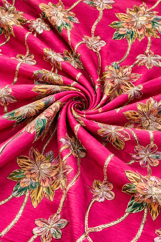 Pure Natural Crepe Position Print with Embroidery Work – Premium Viscose Fabric