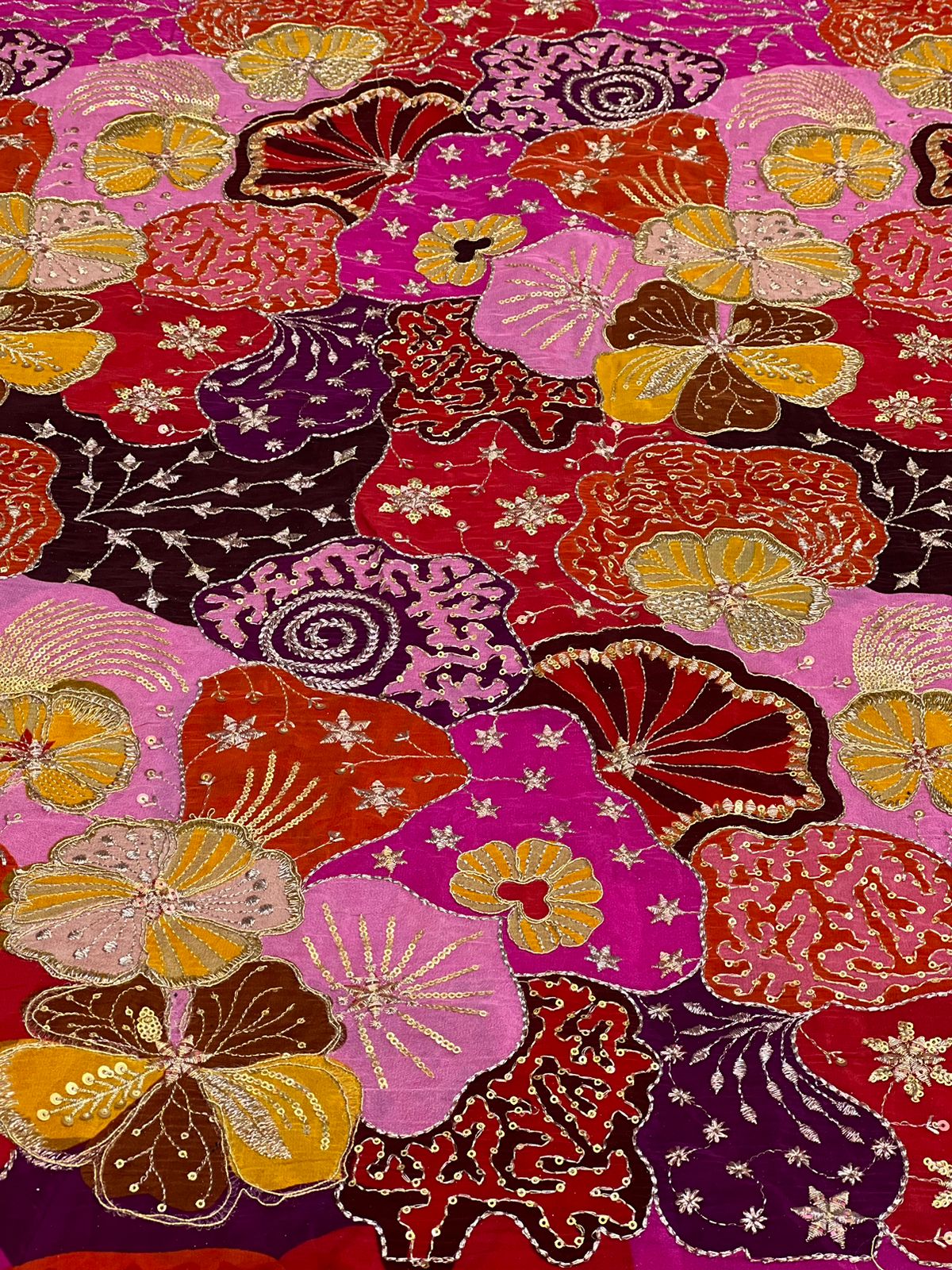 Multicolor Festive Embroidered Fabric – Luxury Designer Statement Material