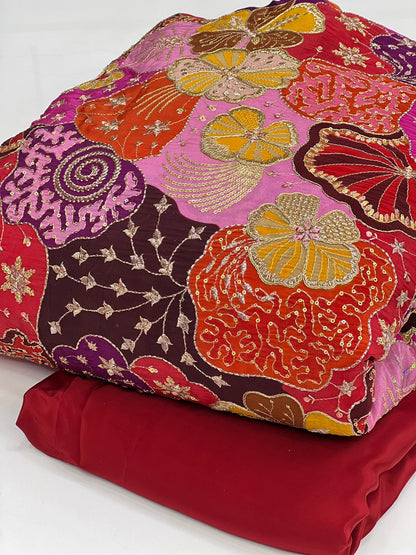 Multicolor Festive Embroidered Fabric – Luxury Designer Statement Material